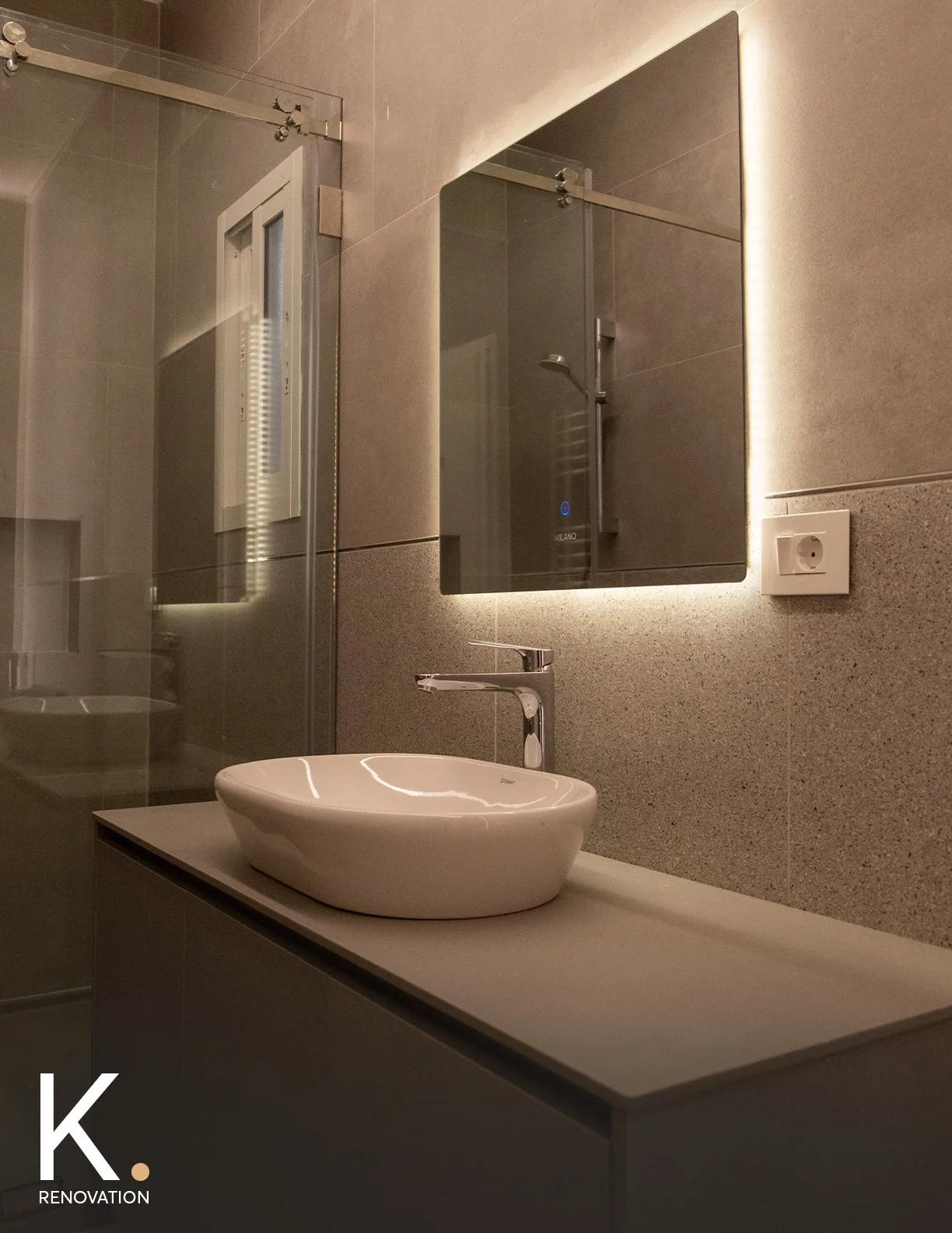 Backlit Vessel Bath — bathrooms renovation in ELYSSAR by K.Renovation