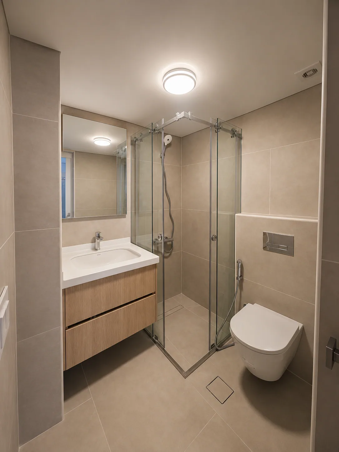 Corner Glass Shower Suite — bathrooms renovation in ELYSSAR by K.Renovation