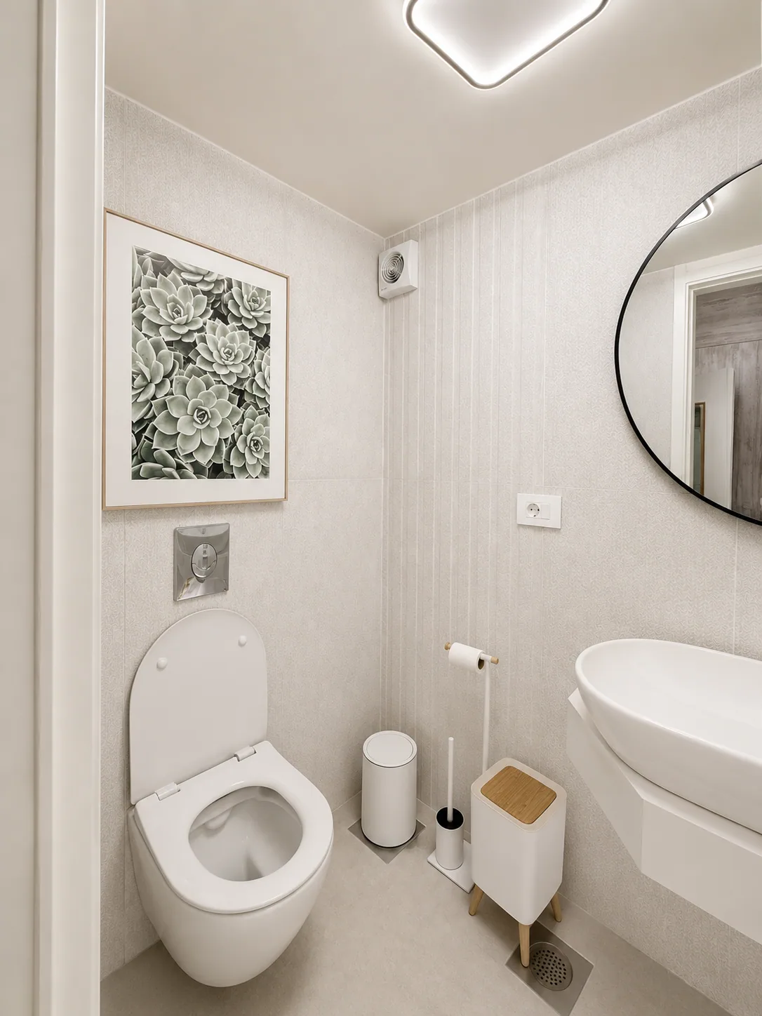 Succulent Print Powder Room — bathrooms renovation in Beirut by K.Renovation