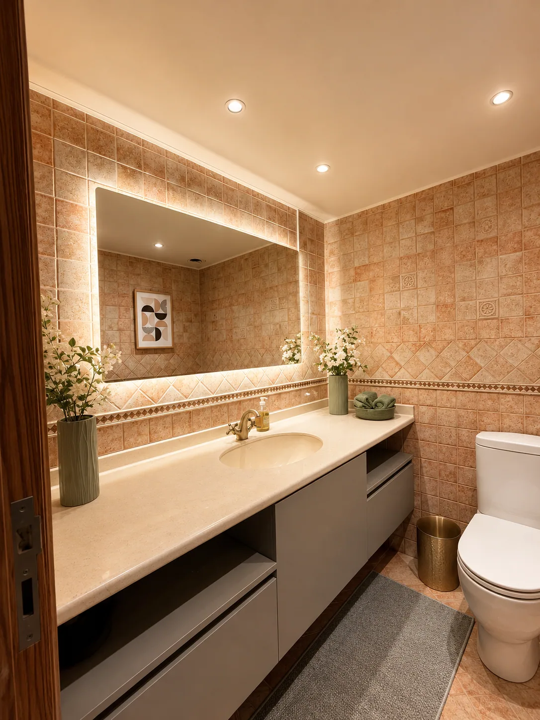 Terracotta Tile Powder Room — bathrooms renovation in AIN AAR by K.Renovation